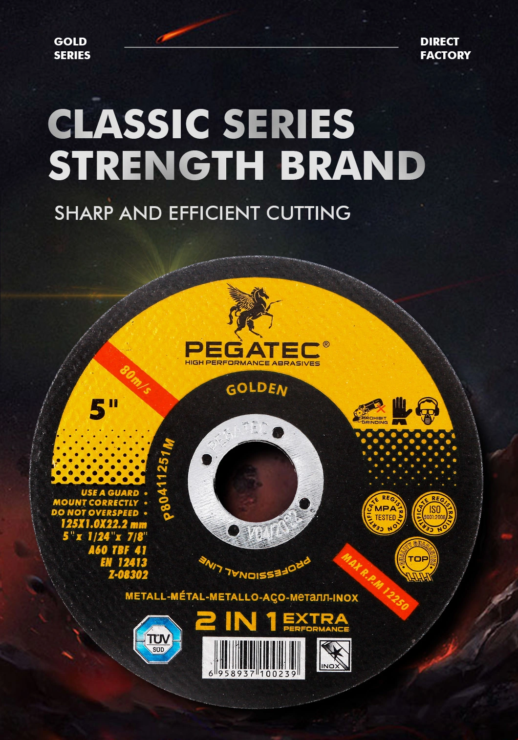 Pegatec Professional 125X1.0X22mm Metal Stainless Steel Cut-off Cutting Wheel