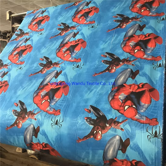  Pano de impressão de tecido de poliéster para impressão de desenhos animados, boa qualidade.  Os últimos pedidos de exportação para a África, Textile China, Changxing Wandu Textile