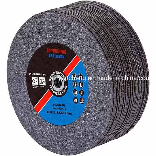 Disco de corte plano reforçado com fibra de vidro, disco de corte abrasivo para metal e aço inoxidável